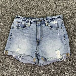 Gap Shorts Womens 25P Blue Distressed Denim 3" Short Cutoff Cuffed Casual